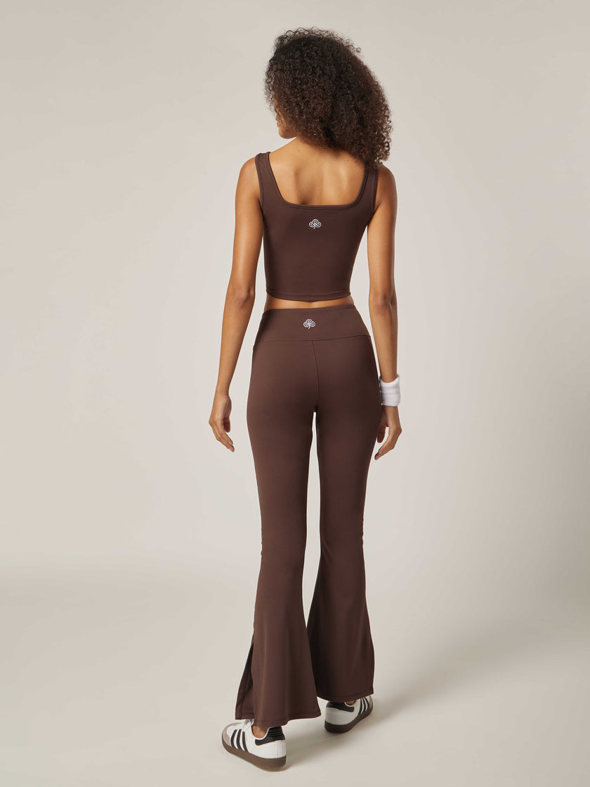 Stretch Flared Leggings - Coffee Bean