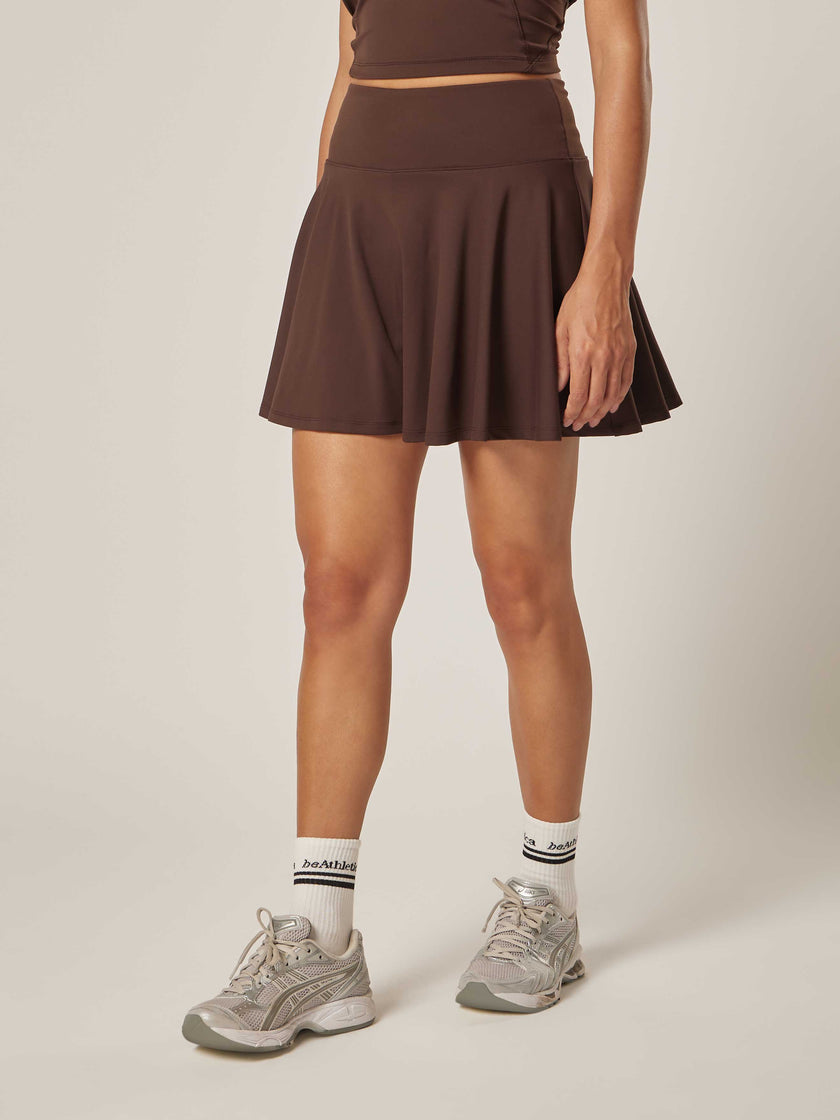 Core Tennis Skort - Coffee Bean