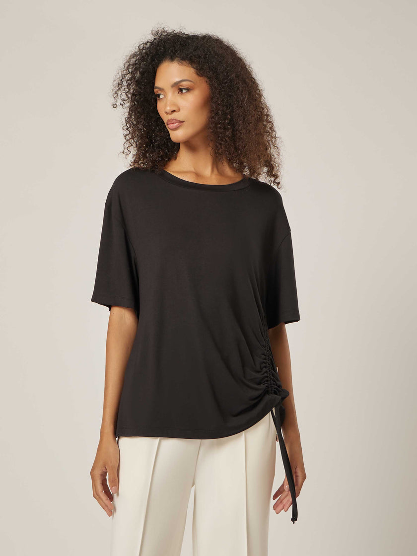Stretch Asymmetrical Top - Black