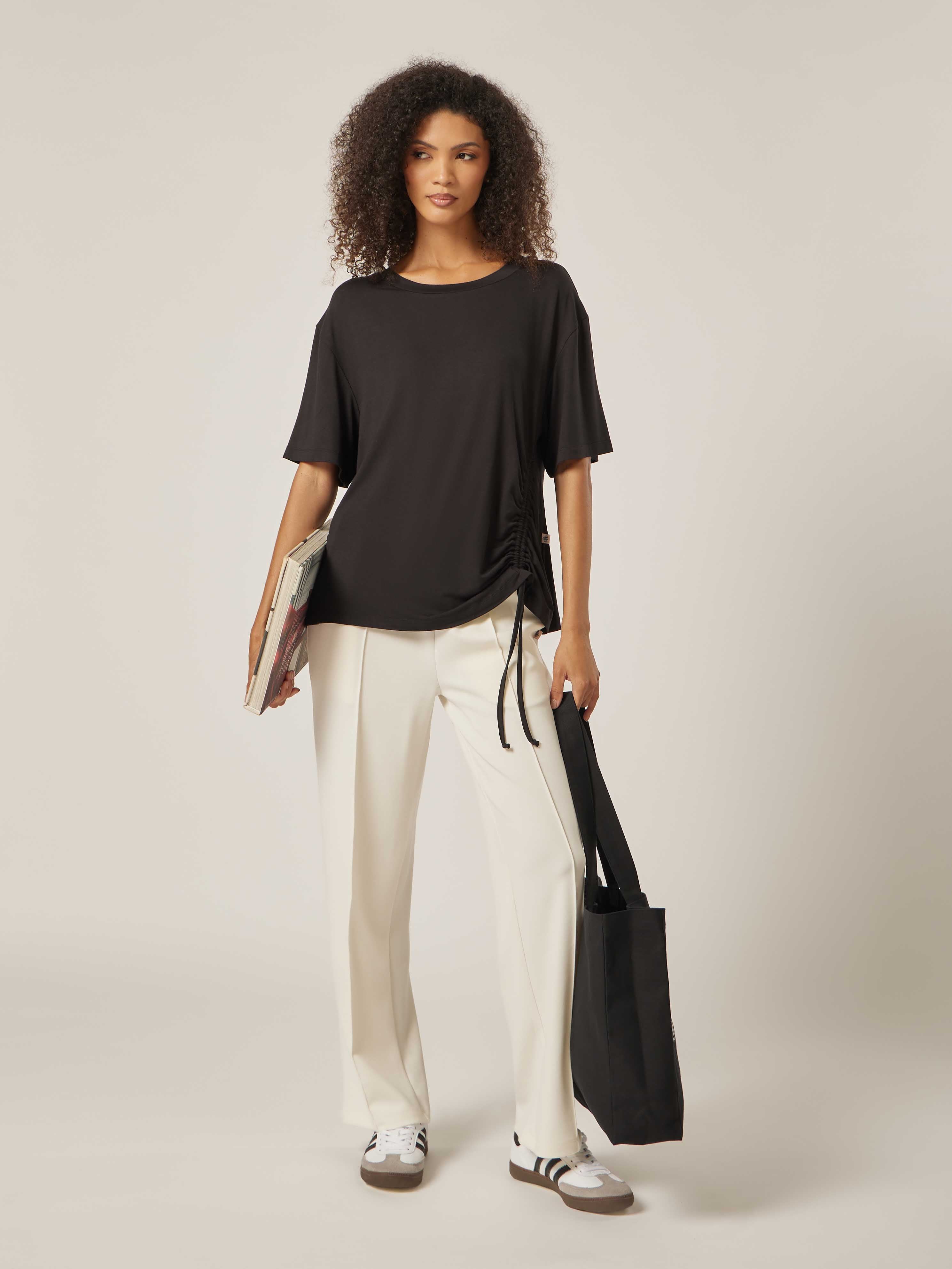 Stretch Asymmetrical Top - Black