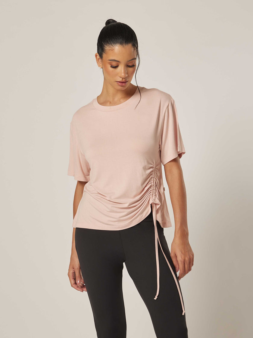 Stretch Asymmetrical Top - Peach Whip