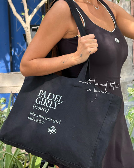 The Padel Girly Oversize Statement Tote - Black