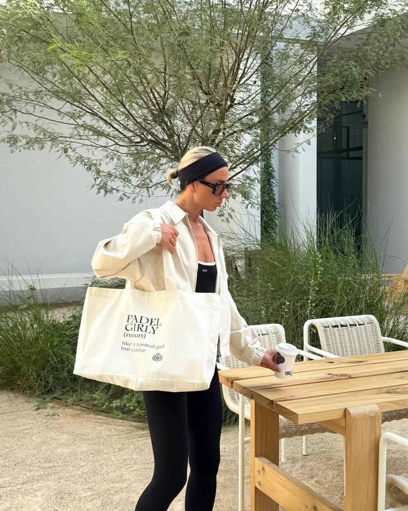 The Padel Girly Oversize Statement Tote - Off-White