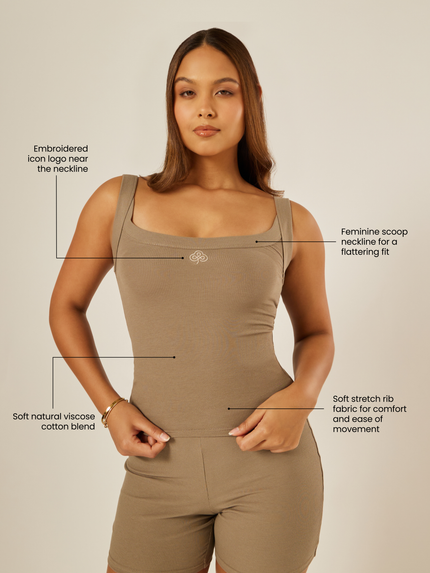 Essential Everyday Scoop-Neck Tank Top - Stone