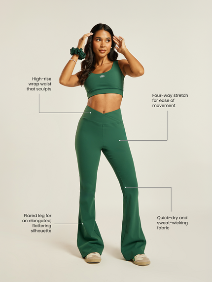 Be 180 Wrap-Waist Flared Leggings - Forest